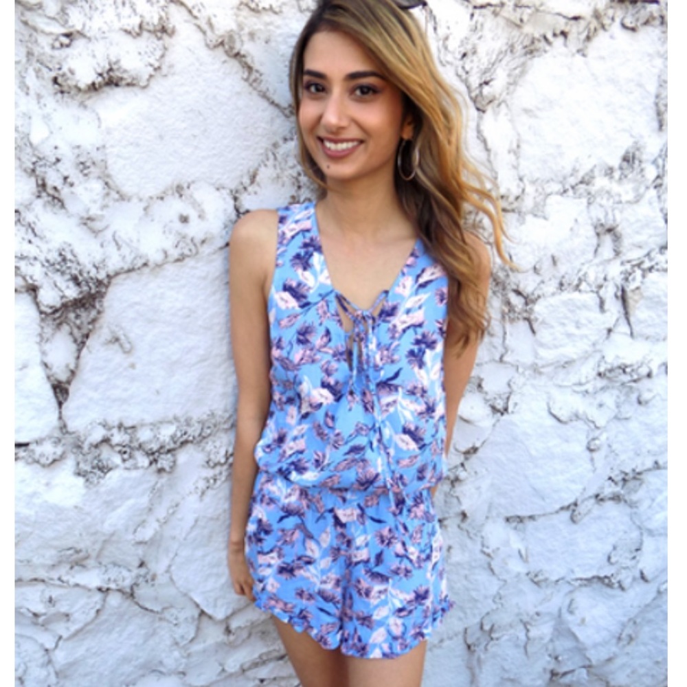 Feather String Tie Romper